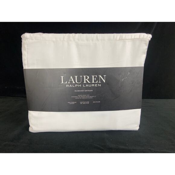 Ralph Lauren Dunham Sateen Queen 4 piece cotton 300 count Sheet Set white New - Picture 1 of 5